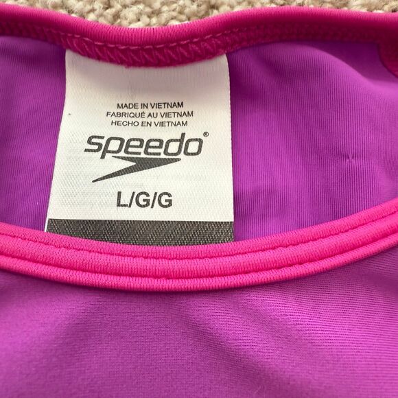 Girl's Youth Speedo UPF Long Sleeve Raglan Rash Guard Swim Surf Shirt Large - Picture 3 of 6